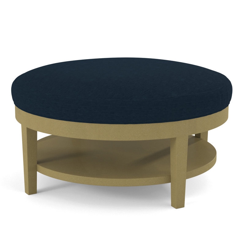 Midtown Upholstered Ottoman, Gray Sugar Performance; 0863-84, Brass Finish
