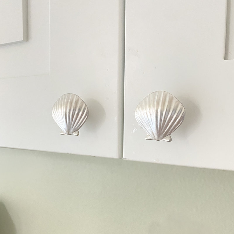 Petits boutons de coquillage (ensemble de 2), Nickel brossé, L 1,5 po x l 1,5 po, 2