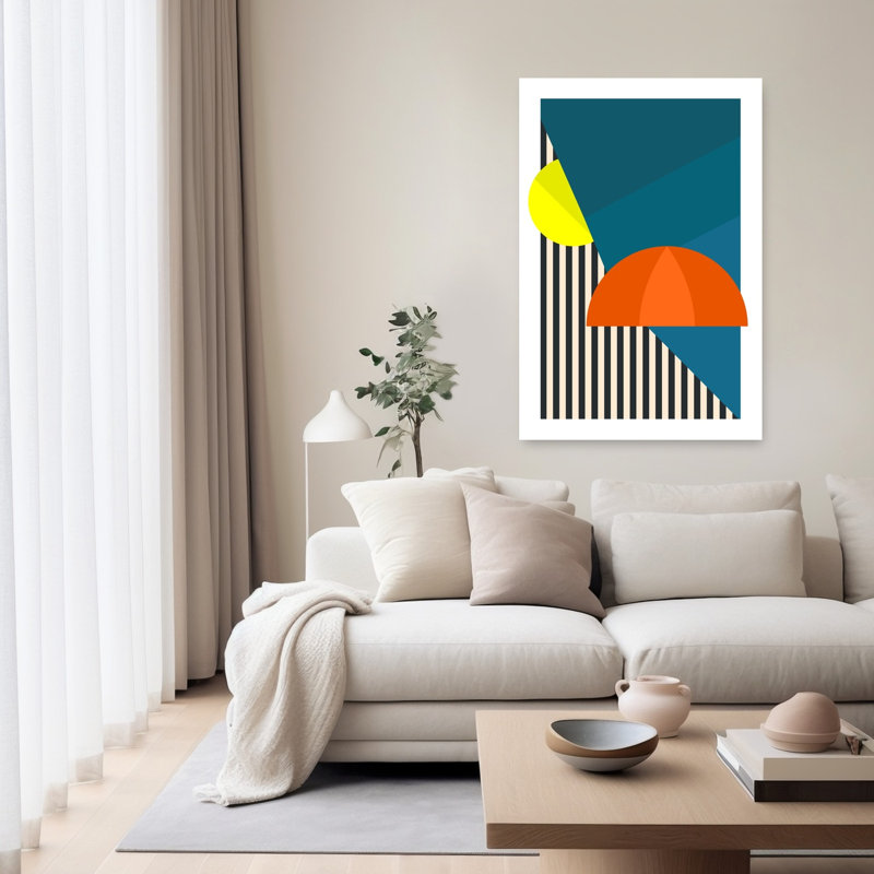 Impression d'art mural abstrait géométrique britannique, 60" H x 40" W