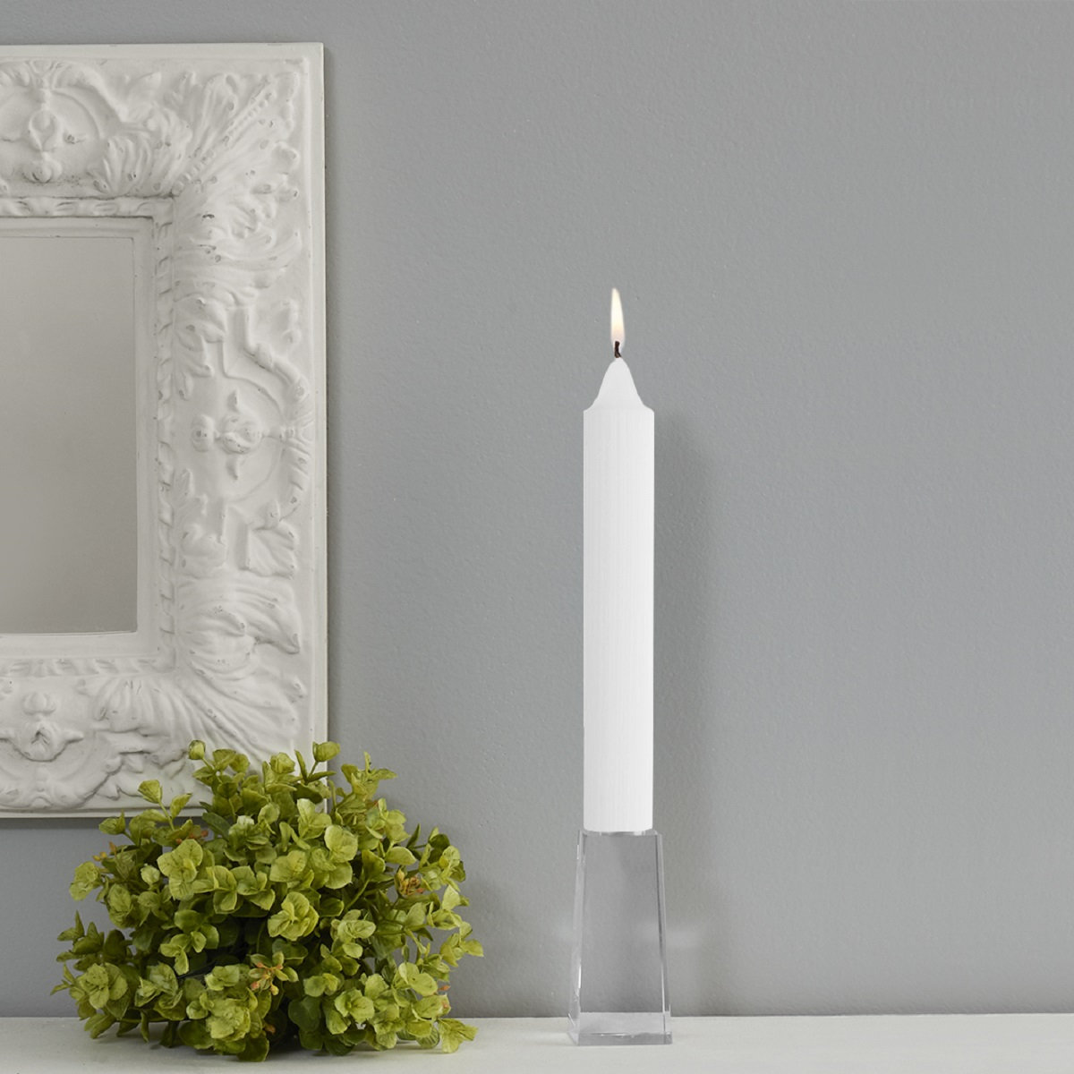 Unscented Taper Candle, White, 9" H x 1.25" W x 1.25" D