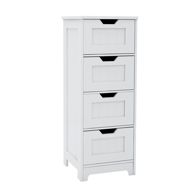 White Freestanding Storage Cabinet With 4 Drawers