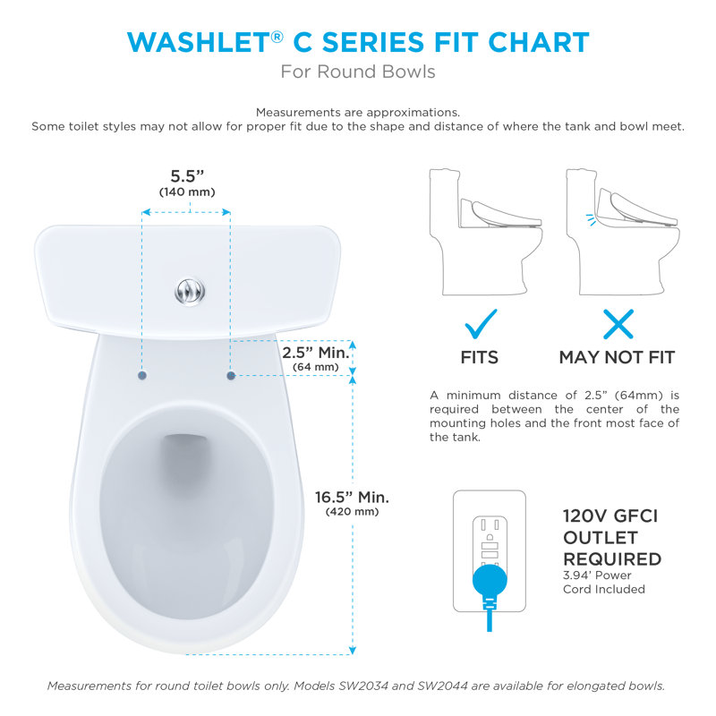 Washlet® Round Toilet Seat Bidet, Cotton