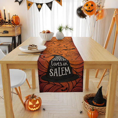 Halloween Decorations - Spider Web Witch Hat Table Runner | Halloween Party Favors Home Decor - Halloween Tablecloth Backdrop for Kitchen Dining Offic