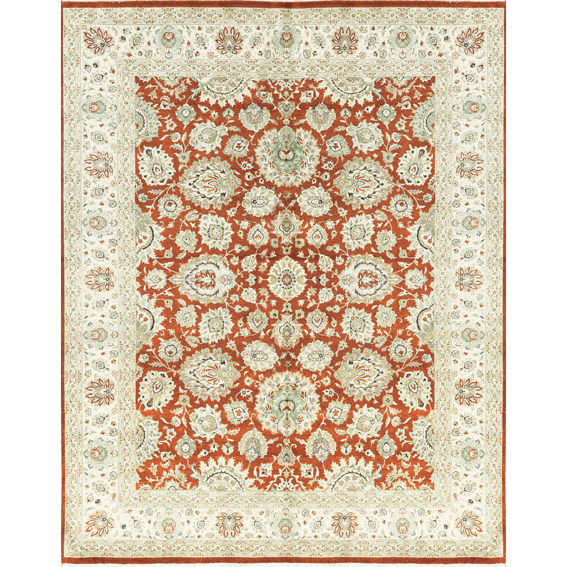 Tapis rouille et beige noué à la main de haute qualité