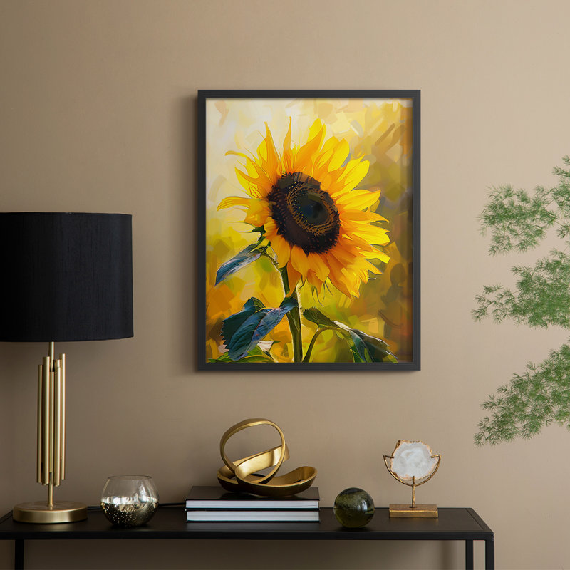 Série FLORAL - impression encadrée de qualité supérieure - prête à être accrochée - aucun clou requis, Noir