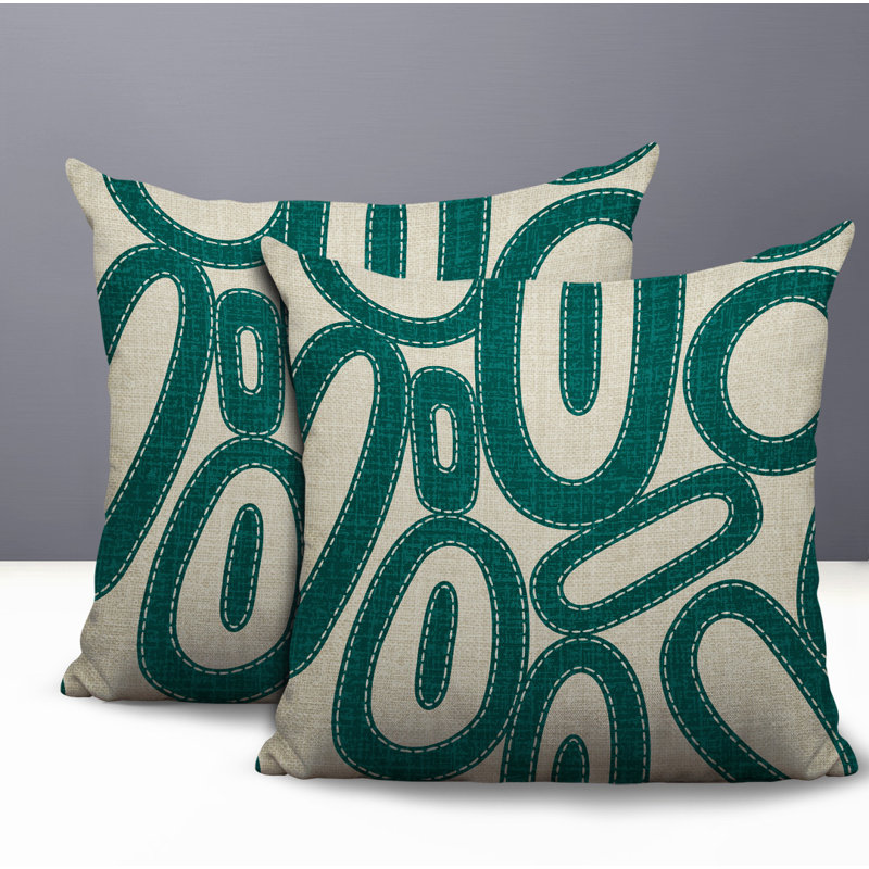 Oreiller réversible intérieur / extérieur Dina Tribal, 18 x 18, Émeraude