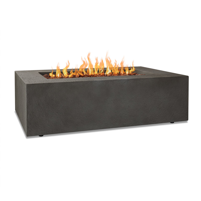 BALTIC 15.5" H x 50.5" W Concrete Natural Gas Outdoor Fire Pit Table with Lid, Glacier Gray