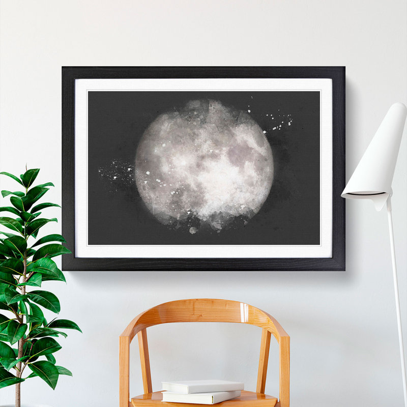 A Full Moon - Picture Frame Graphic Art Print, 62cm H x 87cm W x 2cm D, Black Framed