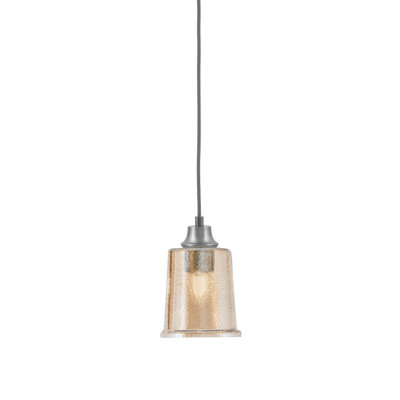 Hulsey Hung Pendant Shown In Graphite Finish With 5.25" Amber Bubble Glass