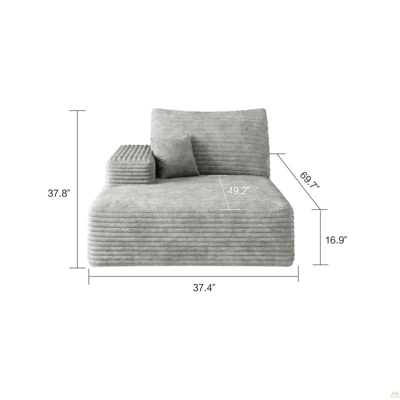Canapé modulaire modulaire, Orienté à gauche (vu de face), Tissu gris