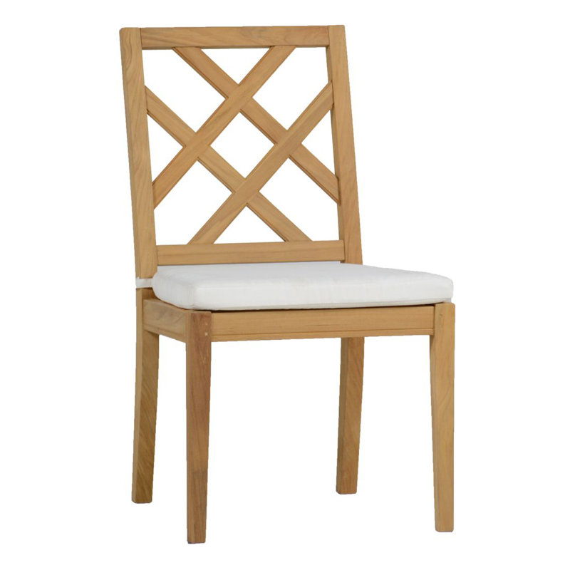 Chaise d'appoint d'extérieur en teck Haley, Teck naturel, Blanc naturel, Pas de soudure