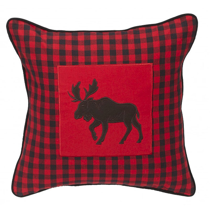 Taie d'oreiller à carreaux gris et blanc Buffalo, Rouge / noir