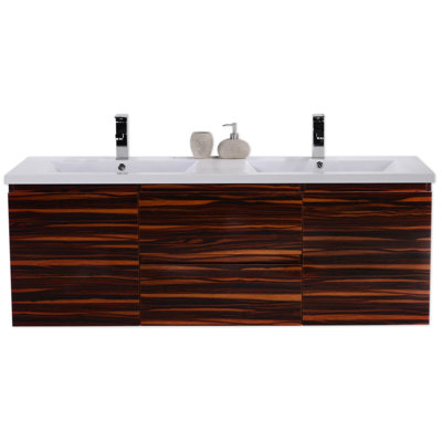 Chelsei 58.75 " W Free Standing Wall Mounted Single Double Vanity Bathroom Vanity With Plastic Top