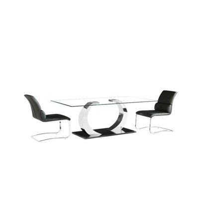 Glass Top Metal Base Dining Table