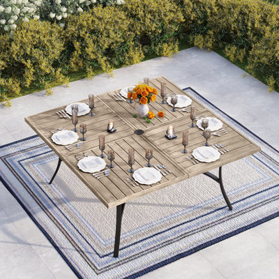 Ballarat 60" W Square Metal Outdoor Dining Table with Umbrella Hole