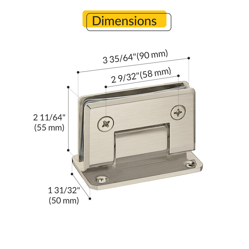 Charnière à bord biseauté standard avec vis Philips, vis à six pans et finition nickel brossé à clé hexagonale, Nickel brossé