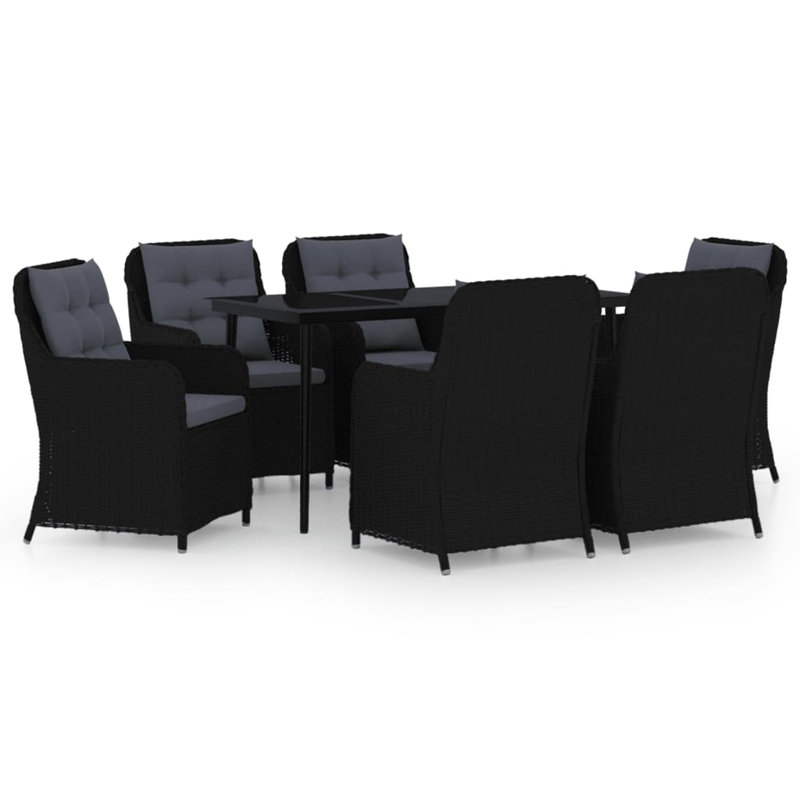 Winston Rectangular 6 - Person 55.12" Long Dining Set, Gray, Black, 55.1" L x 27.6" W x  29.1" H