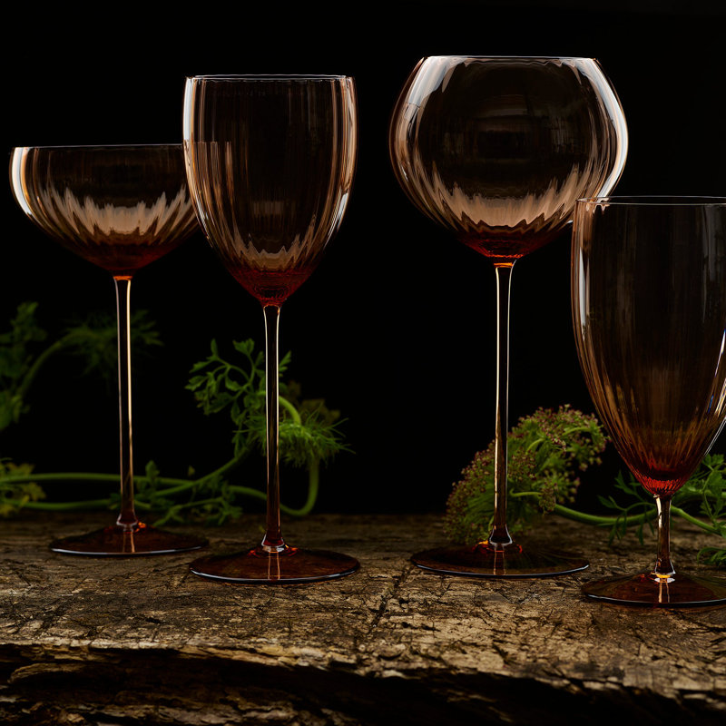 Quinn Handmade Crystal Red Wine Glass, Amber