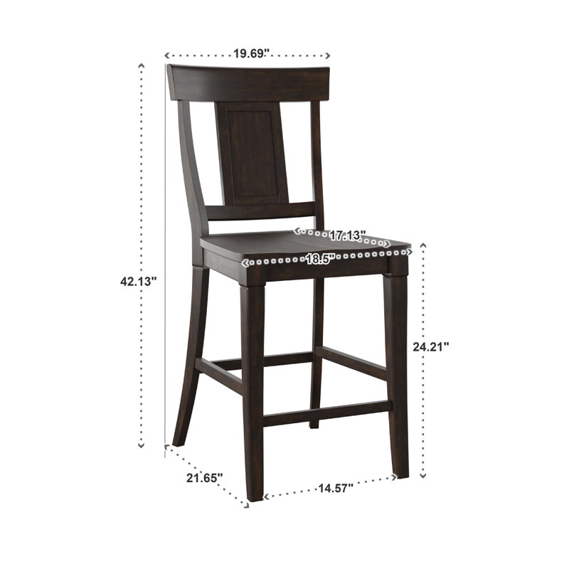 Extendable Dining Set, Antique Black, Counter Stool (24.21" Seat Height)