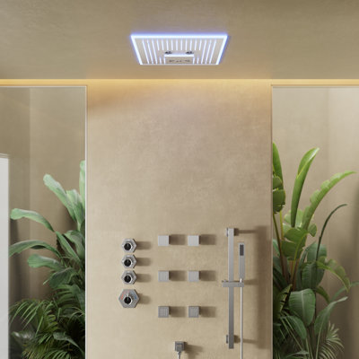 LED Thermostatic Shower Faucet 16" High-Pressure Shower Head with Bluetooth Music