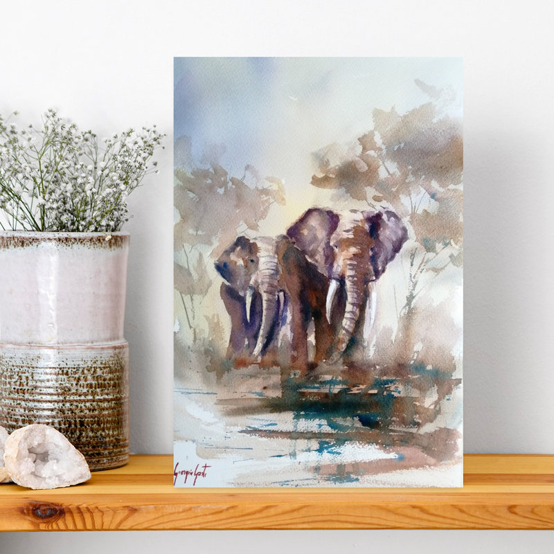 Éléphant 23, art mural contemporain, H 18 po x l 12 po