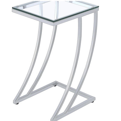 Draper Chrome Rectangular Glass Top Sofa Side Table