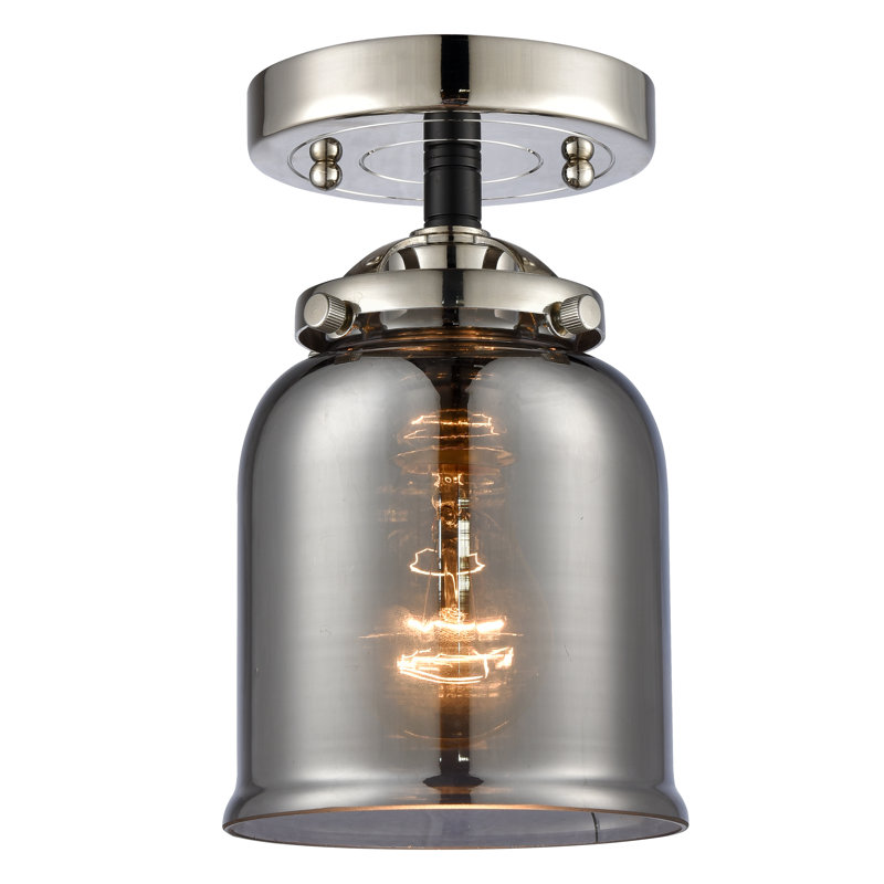 Plafonnier semi-encastré 1 lumière 5 "esita, Nickel poli noir, Argent mercuré plaqué, Ampoule non incluse