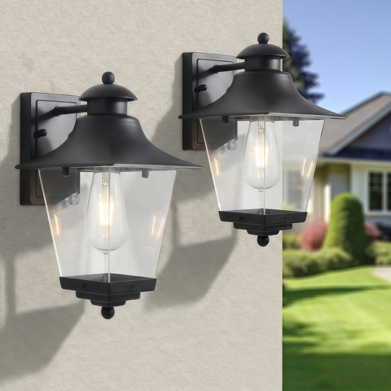 Lanterne murale d'extérieur à 1 ampoule noire Annais H 12,6 po