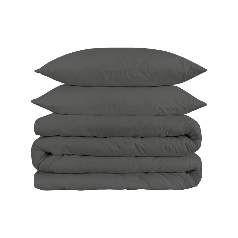 Luxury 1200 Thread Count 100% Standard Cotton 3-Piece Duvet Cover Set, Gray, Full/Queen Duvet Cover + 2 Full/Queen Shams