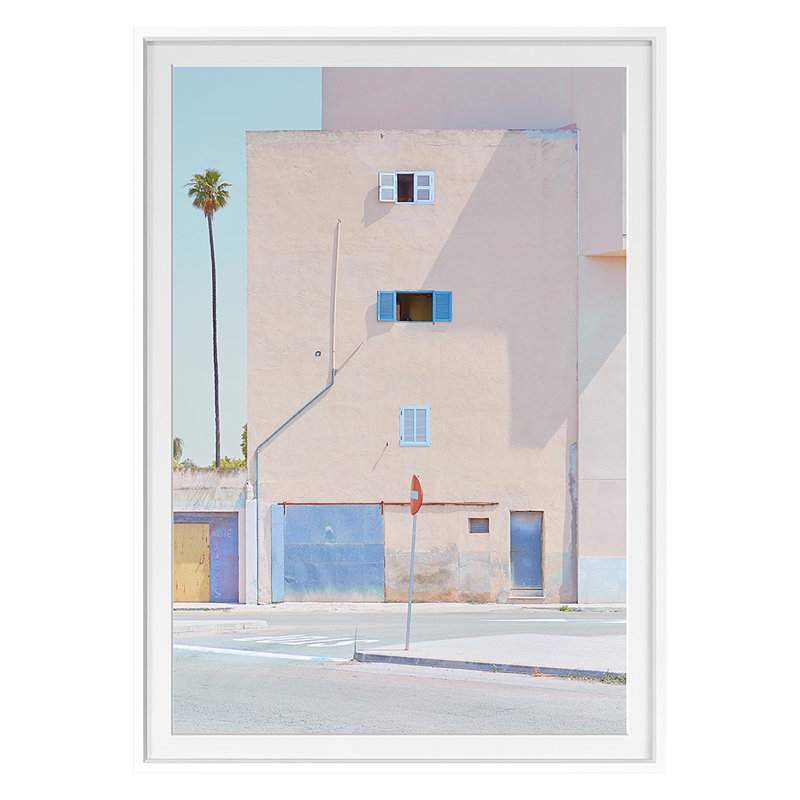 Three Windows Print by Hulett, White Framed, 42" H x 30" W
