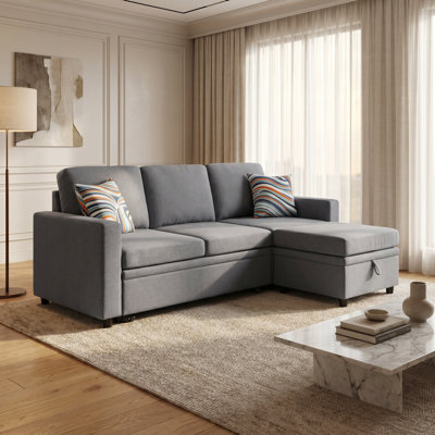 Ensemble de canapé modulaire 3 places en tissu respirant gris foncé avec un repose-pieds assorti