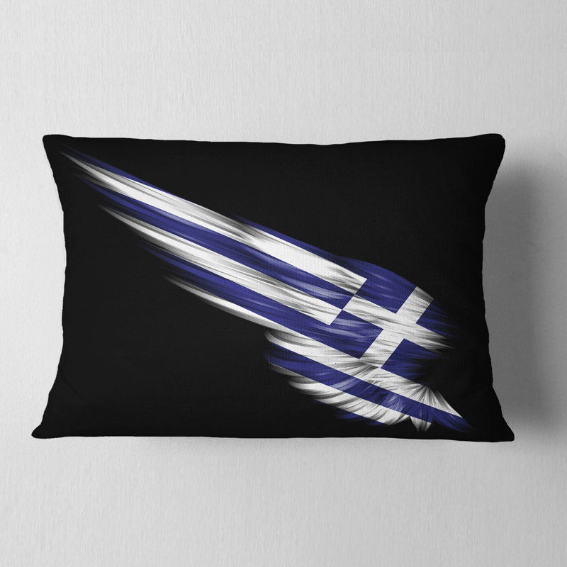 Wing with Greece Flag - Maps Printed Pillow