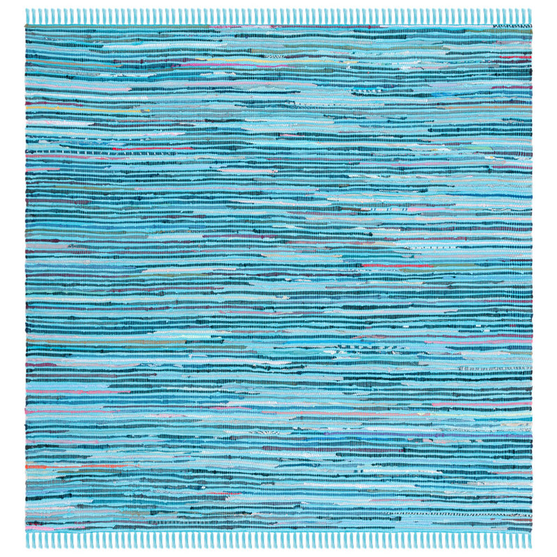Nerys Rug Hand Woven Cotton Striped Rug, Square 6'