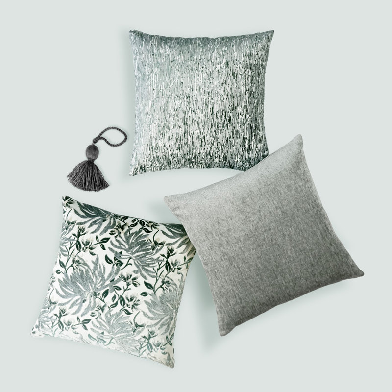 Coussin décoratif Yanbu, Gris, Carré 24 po