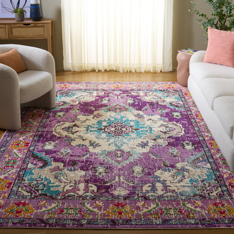 Tapis oriental Almyra, Rectangle 6 pi 7 po x 9 pi 2 po, Violet/Light Blue