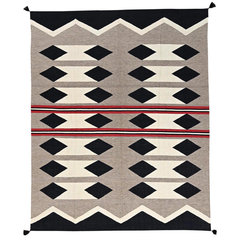 Tapis oriental tissé à la main 8 pi 2 po x 10 pi brun kaki, tissé à la main, 100% laine tissé à la main