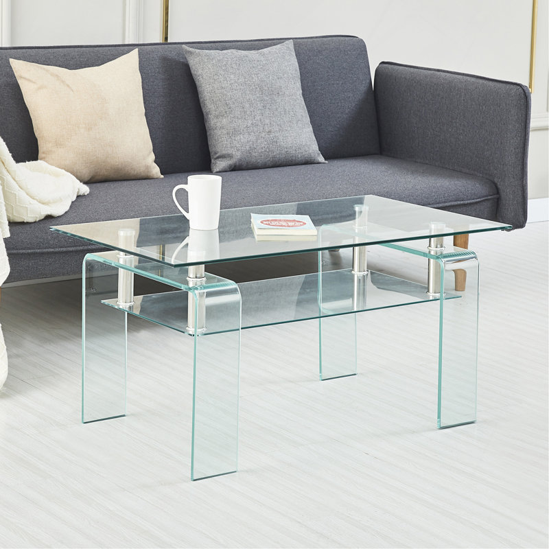 Rectangle Clear Glass Coffee Table
