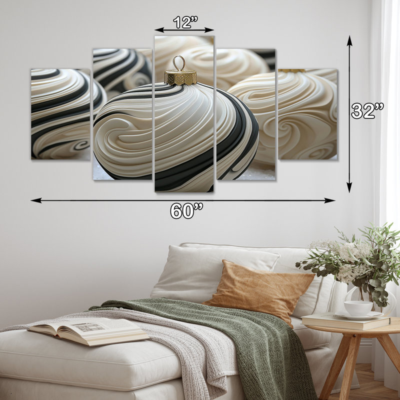 «White and Black Christmas Peppermint Swirl III», ensemble d'art sur toile de Noël