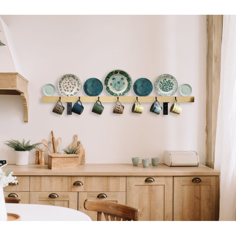Rayne Plate Display Shelves With Hooks, 48/3/2, Natural