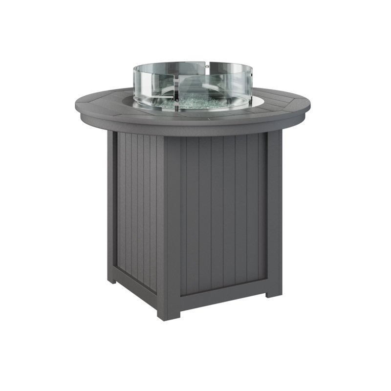 Berlin Gardens Donoma 44″ Round Counter Height Fire Pit Table, Smoke Gray
