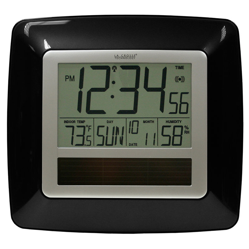 Horloge murale atomique numérique solaire, Noir