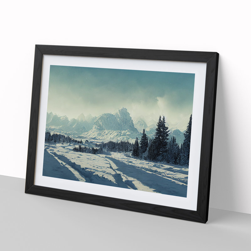 XH1022-9618X View Of Winter Mountains Vol.2 - Single Picture Frame Painting, 46cm H x 64cm W x 2cm D, Black