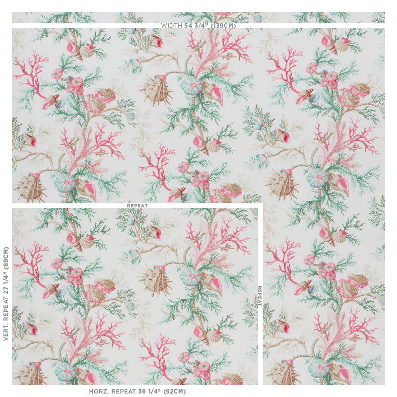 Del Tesoro Fabric, Pink/Aqua