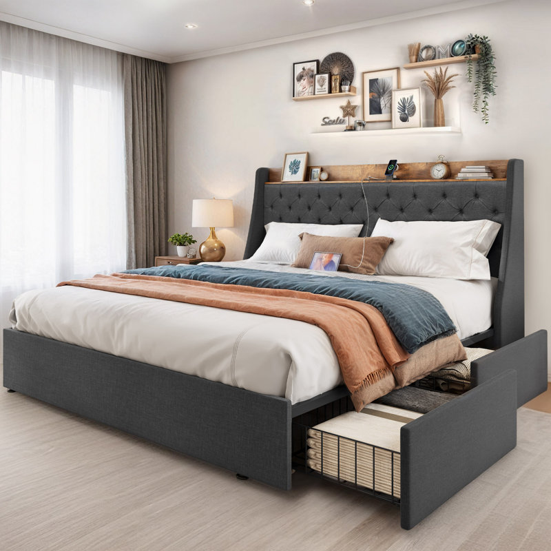 Lit escamotable avec rangement Michihisa, Grand lit