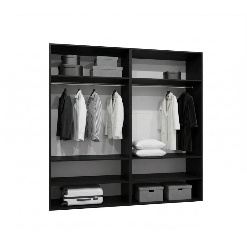 Manufactured Wood Wardrobe, black matt + handles: cashmere