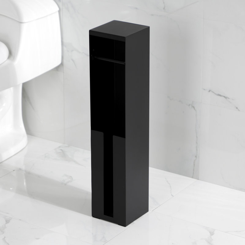 Porte-papier hygiénique sur pied avec rangement pour rouleau, Noir mat
