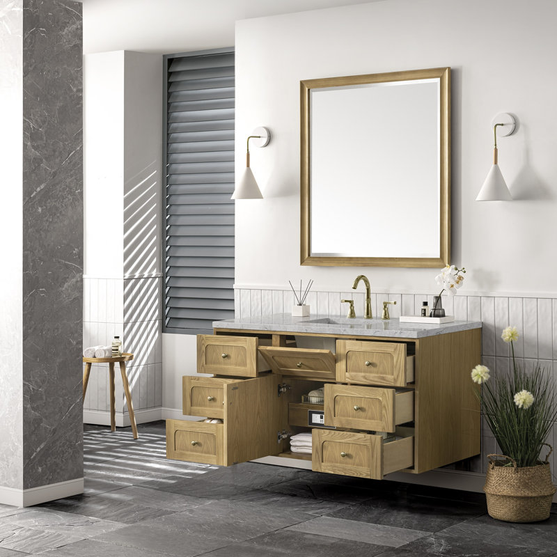 Laurent 48'' W Single Vanity, Parisien Bleu, 8" Widespread, Honey Brown