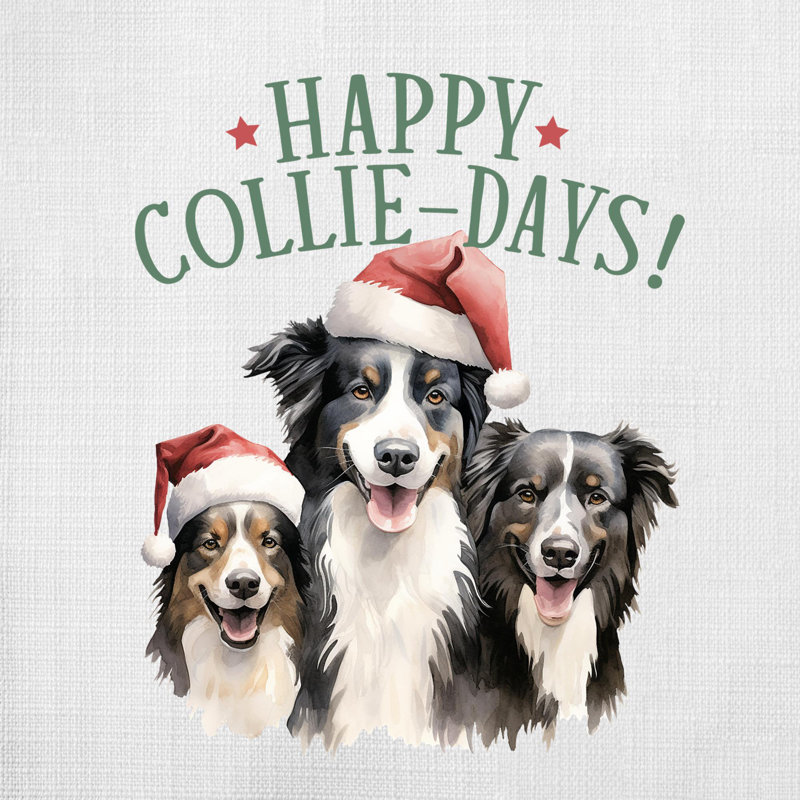 04_collie Polyester/Polyester Blend Reversible Throw Pillow, 14" x 14"