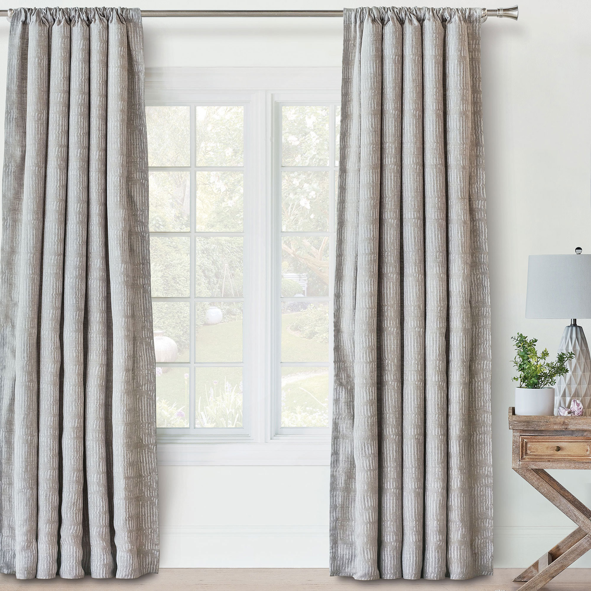 Eastern Accents Persea Linen Room Darkening Rod Pocket Single Curtain ...