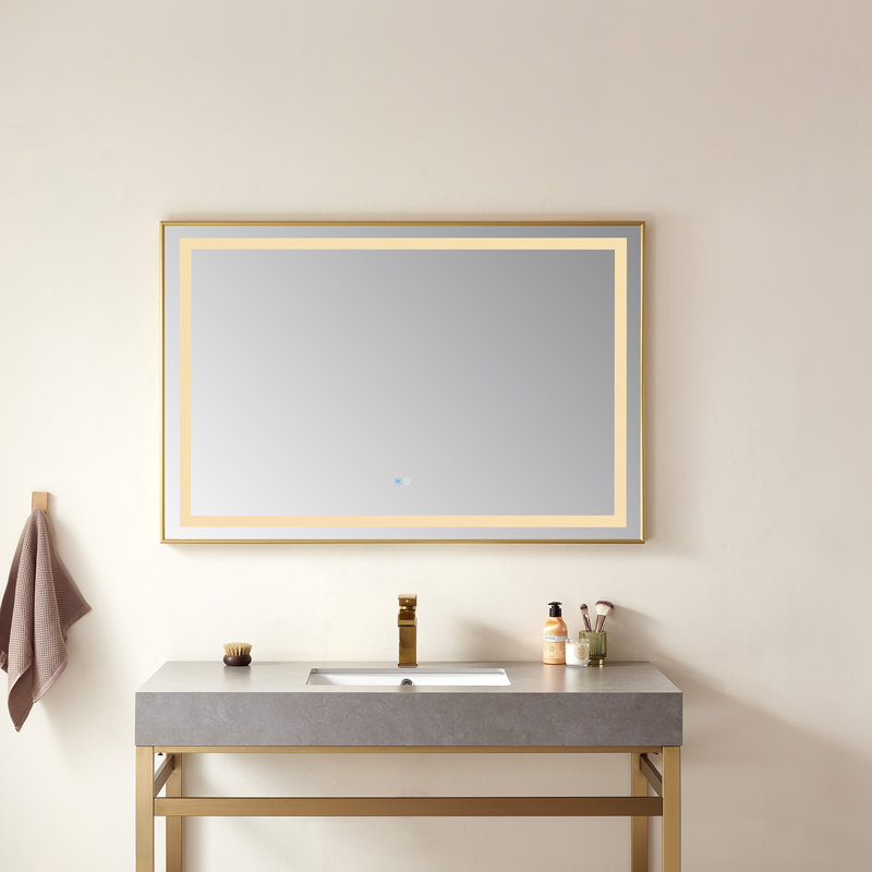 Metal Flat Wall Mirror, Matte Black, 32" H x 36" W 